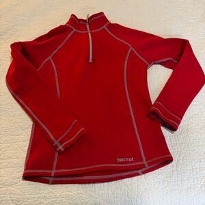 Marmot Vibrant Red Pullover with Contrast Stitching Polartec